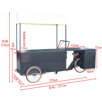 高生産性 277*210*70cm 移動食品事業用の商業用三輪食品カート