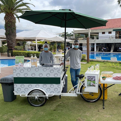 前方バスケットと作業テーブル 移動食品輸送のための電気貨物自転車トレーラー