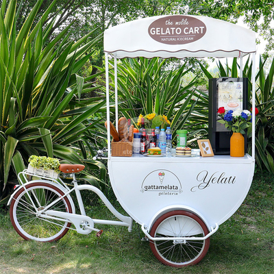 屋外3輪コーヒーキオスク 食品カート アイスクリーム 貨物 汁 カフェカート バイクキオスク