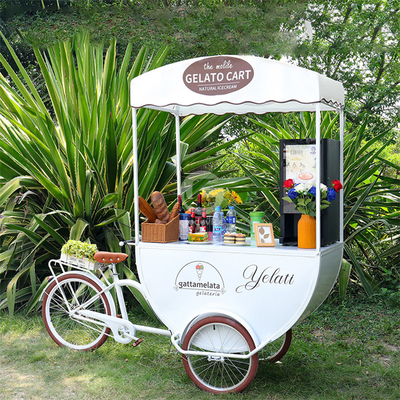 屋外3輪コーヒーキオスク 食品カート アイスクリーム 貨物 汁 カフェカート バイクキオスク