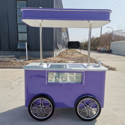 モバイル イタリアン アイスクリーム ハンドプッシュカート 展示冷凍庫付き自転車 輪付きスタンドカート