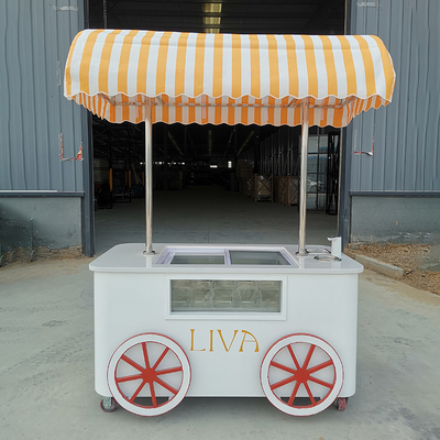 人気屋外アイスクリームディスプレイ フリーザーショーケース付き 推し車 工場価格 販売