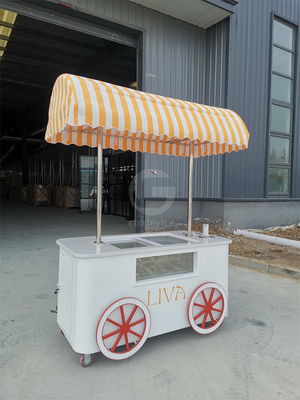 人気屋外アイスクリームディスプレイ フリーザーショーケース付き 推し車 工場価格 販売