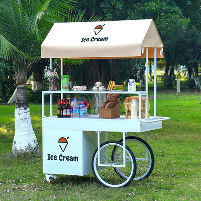 200w アウトドアアイスクリームコーヒー プッシュカート 1200x600x2200mm カスタマイズ