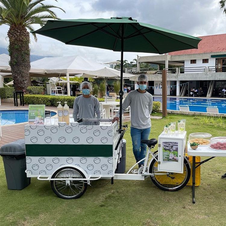 前方バスケットと作業テーブル 移動食品輸送のための電気貨物自転車トレーラー