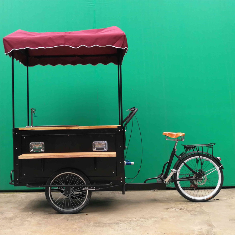 屋外自転車とストリートベンディング三輪車用のステンレスステールコーヒーカートトレーラー