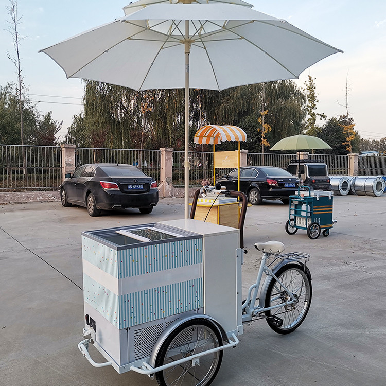 220V/380V 多機能屋外アイスクリーム自転車カート ホットドッグ食品自転車 80kg容量