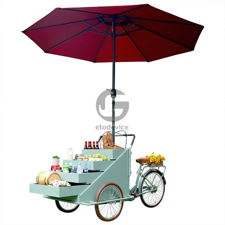 移動型コーヒー販売カート 3輪ピザ配達自転車 屋外ストリート販売