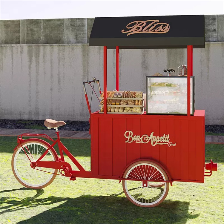 300kg 負荷容量 移動式食品ケーキディスプレイ ベーカリーショップの車用三輪車