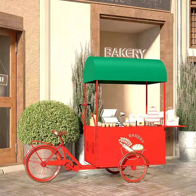 食品ケーキディスプレイ トライサイクルは,カスタマイズされた食品販売とアイスクリーム配達に最適です