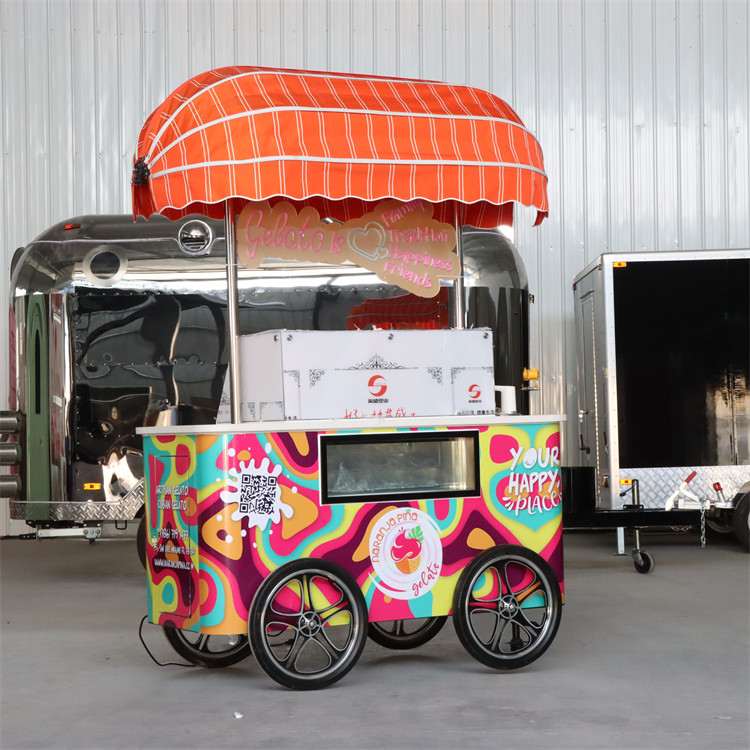 2023年 新しいデザインのコーヒー 三輪自転車 移動ビジネス用 食品カート アイスクリームカート ゼラトバイク