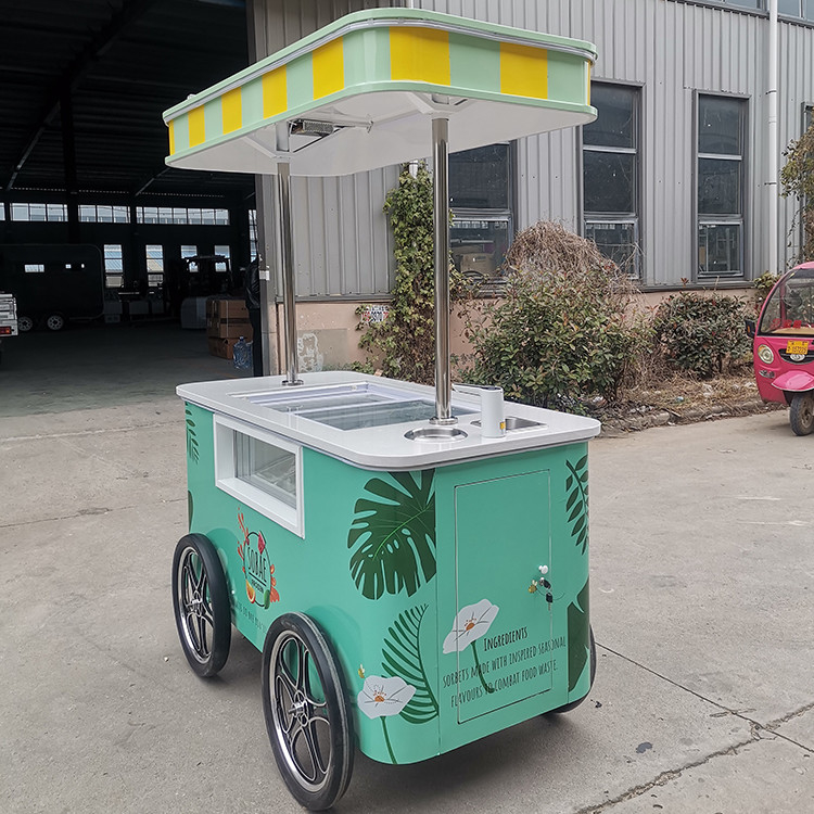 商用 ミニ冷凍アイスクリーム ディスプレイカート トレーラー ジェラト メキシコ ビーチ アイスクリーム フリーザー ハンドカート プッシュカート アイスクリーム
